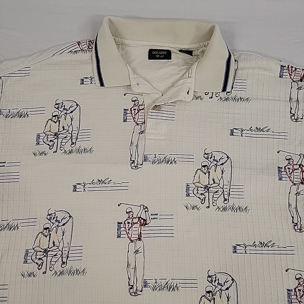 Vintage Dockers Golf Polo Shirt Mens XL Made In USA 100% Cotton Golf Pattern - Picture 3 of 11